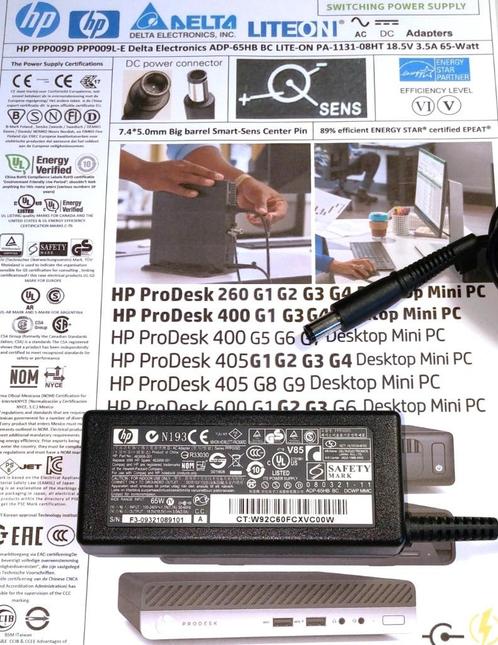 HP PPP009D 18.5V 3.5A 65W Adapter Elitebook Prodesk Oplader, Computers en Software, Laptop-opladers, Zo goed als nieuw, Ophalen of Verzenden