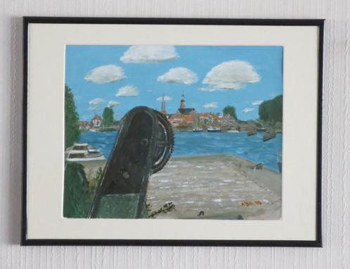 Schilderij: Hollandse stadshaven, Acrylverf, 35,5 x 45,5 cm, Huis en Inrichting, Woonaccessoires | Schilderijen, Tekeningen en Foto's