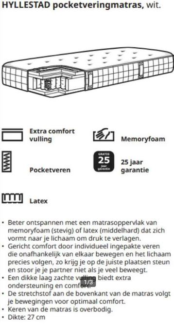 IKEA Hyllestad Pocketveringmatras beschikbaar voor biedingen