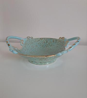 Vintage Zeegroen Schaaltje met gouden accenten  beschikbaar voor biedingen