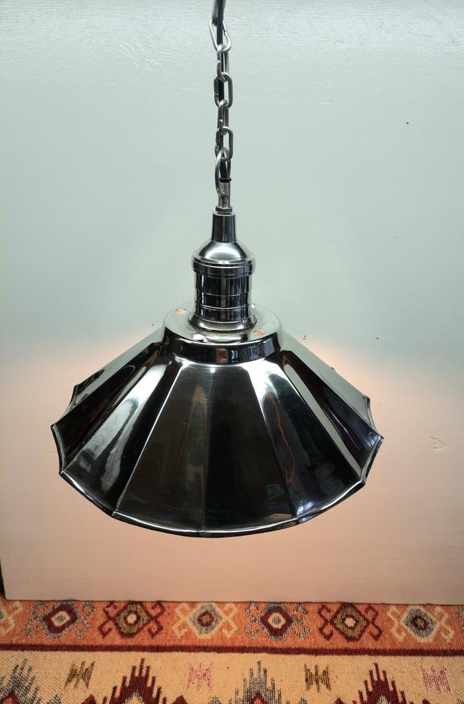 Hanglamp apart verchroomd metaal,lees de beschrijving, Ophalen of Verzenden, Gebruikt, 75 cm of meer
