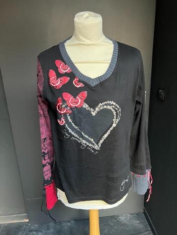 Zwart roze dames trui van DESIGUAL maat XL beschikbaar voor biedingen
