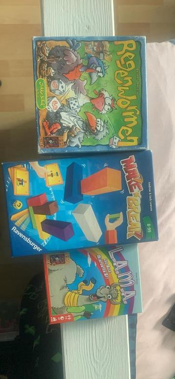 Diverse Spelletjes - Regenwormen, Make 'n' Break, LAMA beschikbaar voor biedingen