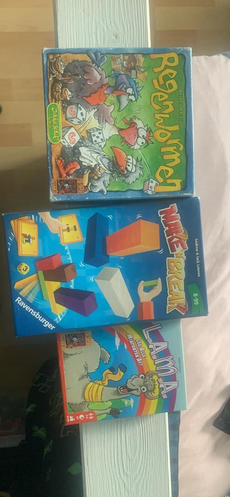 Diverse Spelletjes - Regenwormen, Make 'n' Break, LAMA, Hobby en Vrije tijd, Gezelschapsspellen | Bordspellen, Gebruikt, Een of twee spelers