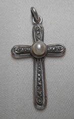 Zilveren antieke kruis hanger met markasiet nr.1300, Verzenden, Zilver, Hanger
