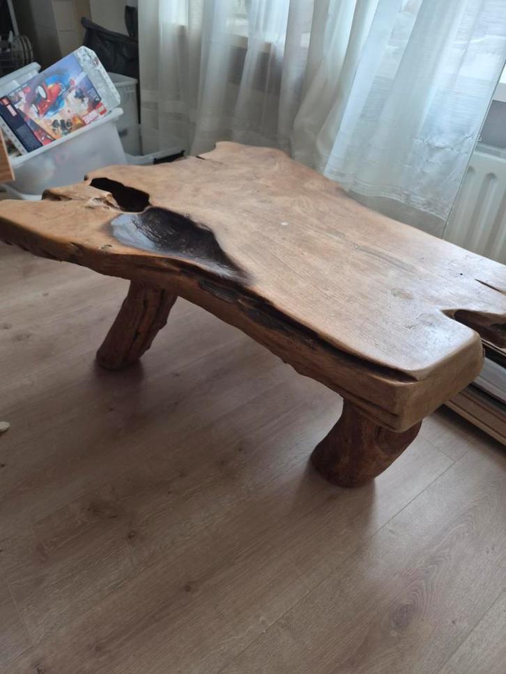 Boomstam Tafeltje - Uniek en Natuurlijk!, Huis en Inrichting, Tafels | Salontafels, Gebruikt, Minder dan 50 cm, 50 tot 100 cm