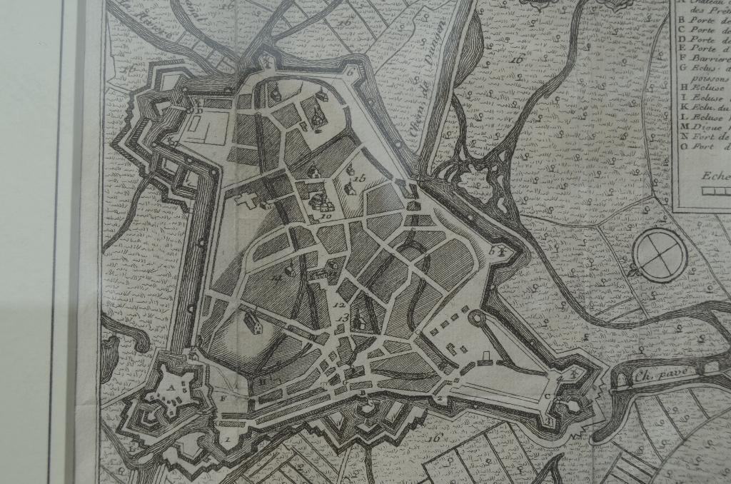Fraaie Franse kopergravure Den Bosch 1743, Antiek en Kunst, Kunst | Etsen en Gravures, Ophalen of Verzenden