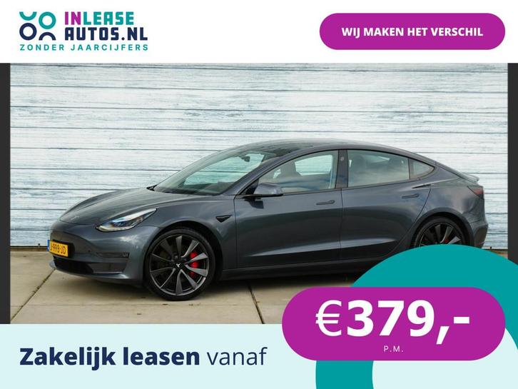 Tesla Model 3 Performance AWD 75 kWh 487Pk 20inch Soh 92.8 %, Auto's, Tesla, Bedrijf, Lease, Financial lease, Model 3, ABS, Airbags