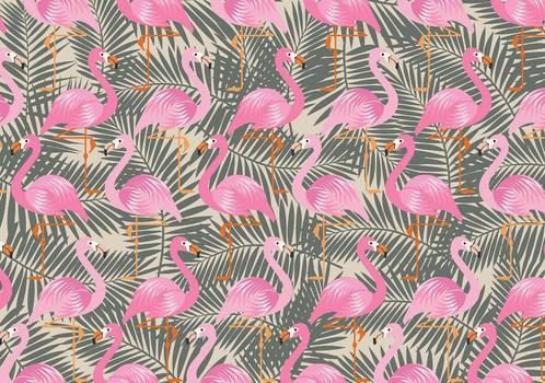 Flamingo jungle fotobehang, vlies/vinyl behang Muurdeco4kids, Huis en Inrichting, Stoffering | Behang, minder dan 10 m², Verzenden