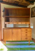 Zweeds vintage design ’60 teak boekenkast met schrijfblad, Huis en Inrichting, Ophalen, Gebruikt, Met deur(en), Teakhout