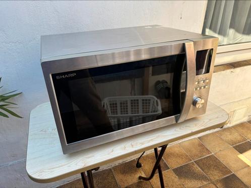 Grijze MagnetronOven: Sharp, 42L, Werkt Goed, Schoon, Witgoed en Apparatuur, Magnetrons, Gebruikt, Vrijstaand, Combimagnetron