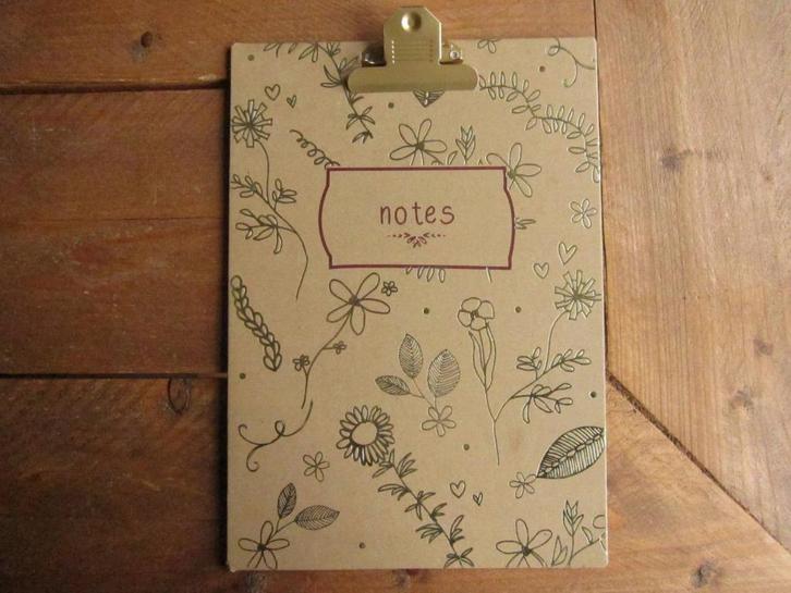 Klembord A4 formaat met goudkleurige bloemen, Diversen, Schrijfwaren, Nieuw, Ophalen of Verzenden
