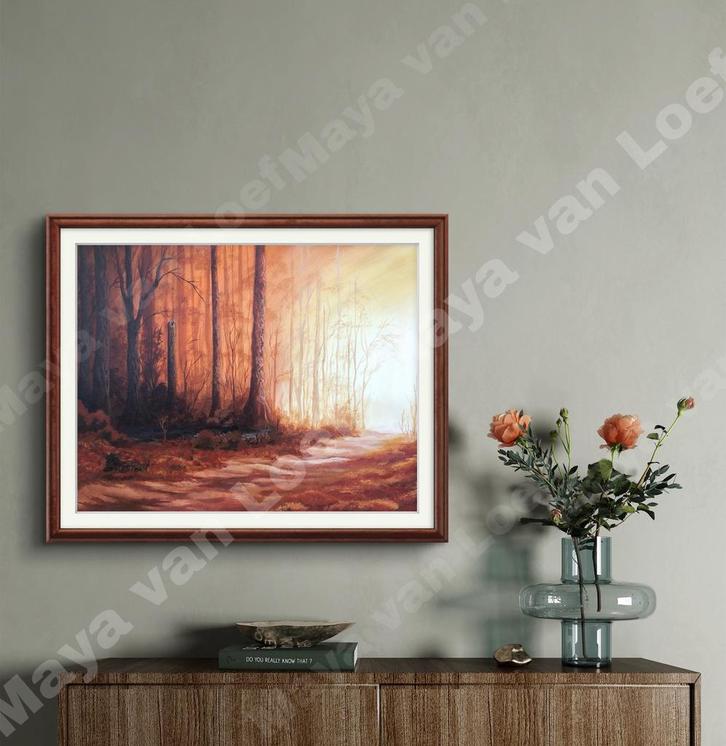 “Het herfstbos”, Antiek en Kunst, Kunst | Schilderijen | Klassiek, Ophalen of Verzenden