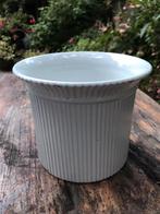 Retro witte bloempot, Tuin en Terras, Bloempotten, Rond, Binnen, Ophalen of Verzenden, Zo goed als nieuw