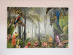 Canvas jungle vogels groen, groot formaat 118x78, Ophalen, Zo goed als nieuw, Schilderij, 100 tot 125 cm
