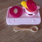 Mini speelgoed kookplaat fornuis keukentje pan mais lepel, Kunststof, Ophalen of Verzenden, Zo goed als nieuw