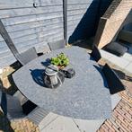 Granieten Tuintafel + 6 Stoelen - Bijzondere Vorm!, Tuin en Terras, Tuinsets en Loungesets, Ophalen, Overige materialen