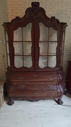 Grote antieke Hollandse vitrine buikkast, Antiek en Kunst, Ophalen