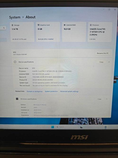 MSI Gaming GE, Computers en Software, Windows Laptops, Gebruikt, 17 inch of meer, HDD, SSD, 2 tot 3 Ghz, 16 GB, Qwerty, Gaming