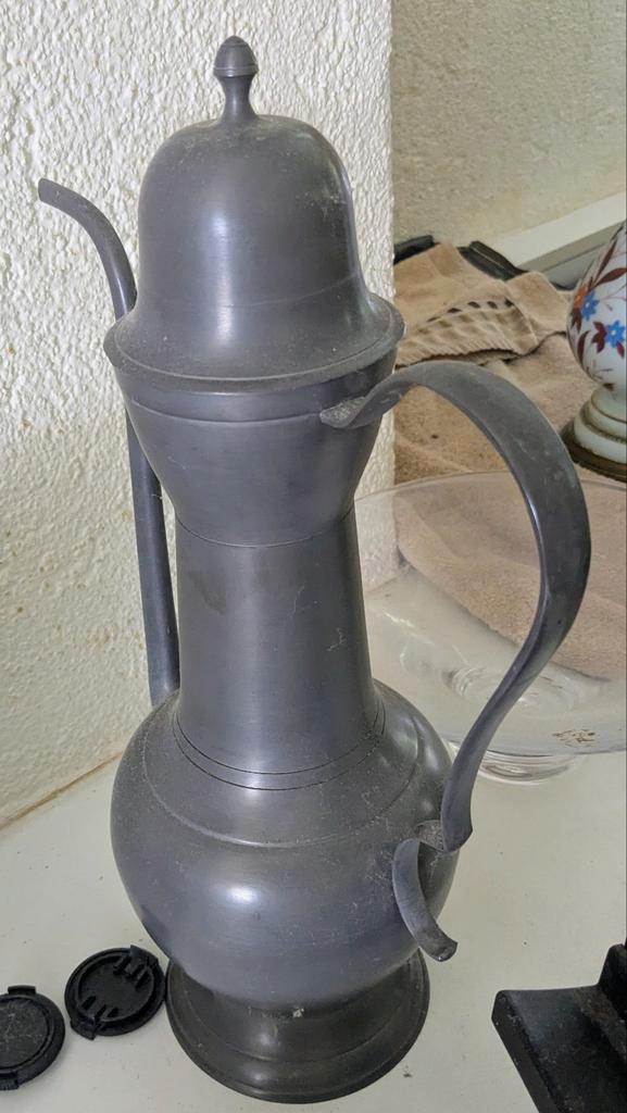 Antieke Tinnen Kan met Deksel, Antiek en Kunst, Antiek | Tin, Ophalen of Verzenden