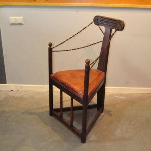 Arts & Crafts schapenleren stoel, Antiek en Kunst, Antiek | Meubels | Stoelen en Banken, Ophalen