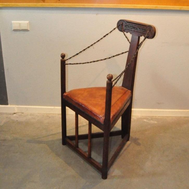 Arts & Crafts schapenleren stoel, Antiek en Kunst, Antiek | Meubels | Stoelen en Banken, Ophalen