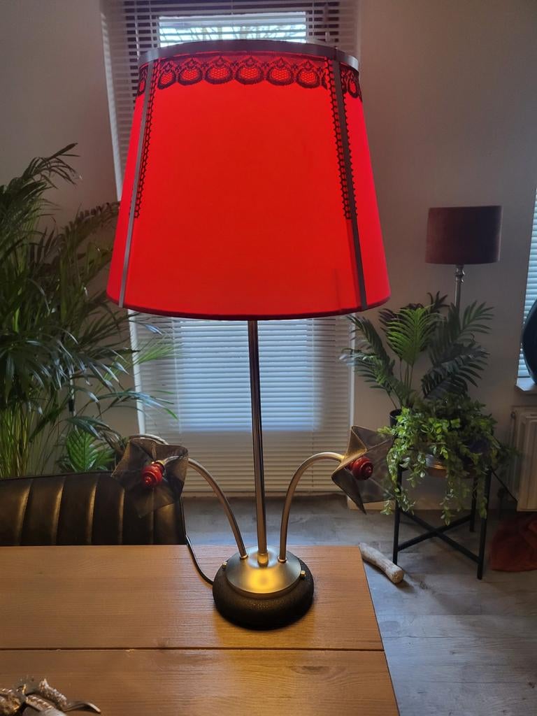 Vintage Bouillotte Stijl Lamp, Gebruikt, Vintage, Ophalen of Verzenden, Stof
