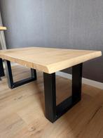 Boomstam Salon Tafel - Eiken & Metaal, Huis en Inrichting, Ophalen, Gebruikt, 100 tot 150 cm, Eikenhout
