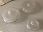 2 Vintage glazen koekschalen en bonbonschaaltje, Ophalen of Verzenden, Overige stijlen, Glas, Schaal of Schalen