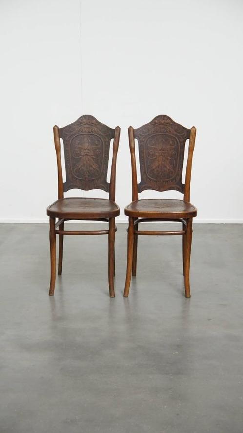 Set van 2 originele Jacob en Josef Kohn bentwood Thonet desi, Huis en Inrichting, Stoelen, Gebruikt, Twee, Hout, Bruin, Ophalen