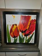 Schilderij Tulpen op Paneel in Houten Lijst, Ophalen of Verzenden