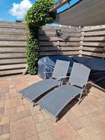 Twee Florabest grijze ligstoelen, Ophalen, Zo goed als nieuw, Aluminium, Inklapbaar