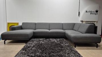 Royale grijze stoffen Montel top design U hoekbank zgan  beschikbaar voor biedingen