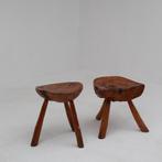 2x Brutalist Houten Krukken, Huis en Inrichting, Krukjes, Ophalen of Verzenden, Zo goed als nieuw, Hout