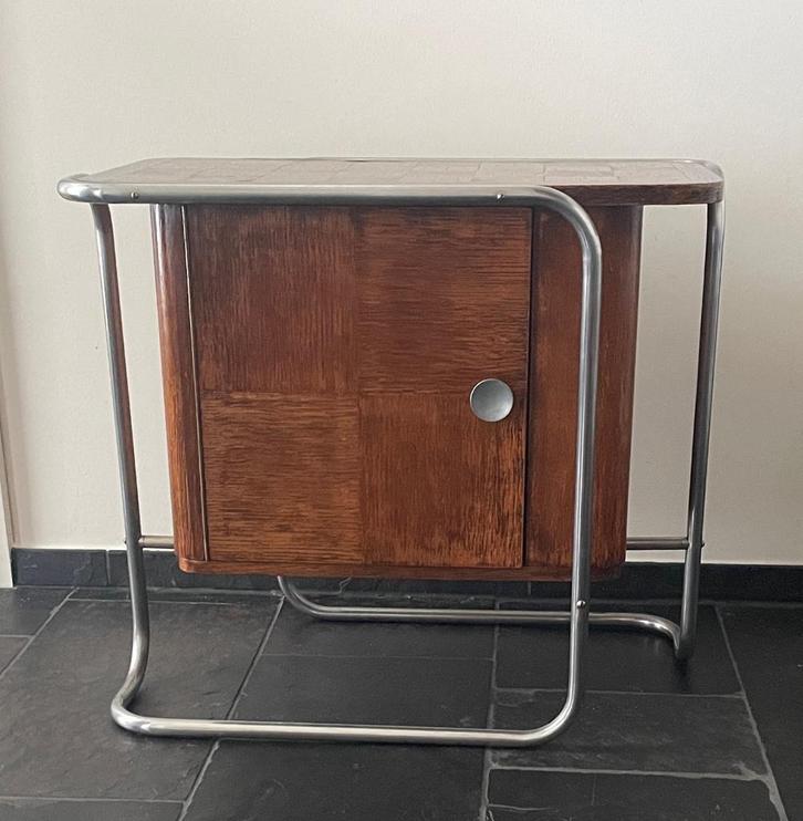 Mooi Art Deco meubel met chrome buizen frame, Antiek en Kunst, Antiek | Meubels | Kasten, Ophalen