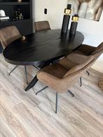Zwarte ovale eettafel mango hout 180cm, 100 tot 150 cm, Ophalen of Verzenden, Zo goed als nieuw, 150 tot 200 cm