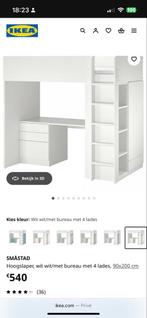 SMÅSTAD Hoogslaper Wit met Bureau, 90 cm, Eenpersoons, Wit, Ophalen of Verzenden