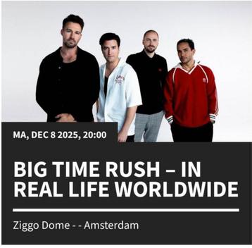 2x Big Time Rush Golden Circle tickets 8 december Ziggo Dome beschikbaar voor biedingen