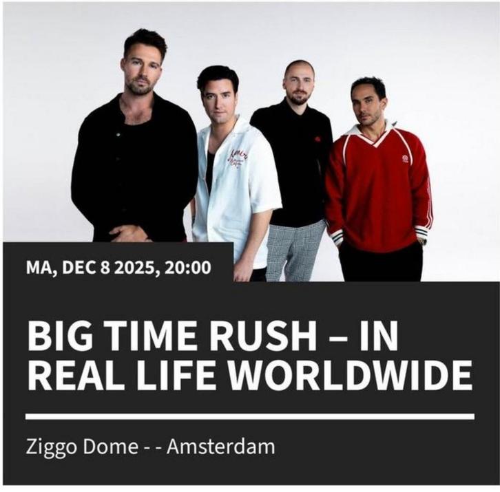 2x Big Time Rush Golden Circle tickets 8 december Ziggo Dome, Tickets en Kaartjes, Concerten | Pop, Twee personen, December