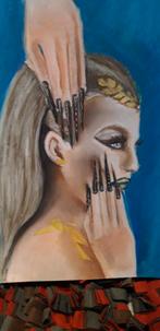 Vrouw met lange nagels - Schilderij, Antiek en Kunst, Kunst | Schilderijen | Klassiek, Ophalen of Verzenden