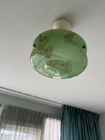 Antieke groene opaalglas lamp - Beschadigd, Huis en Inrichting, Lampen | Hanglampen, Ophalen, Gebruikt, Glas, Minder dan 50 cm