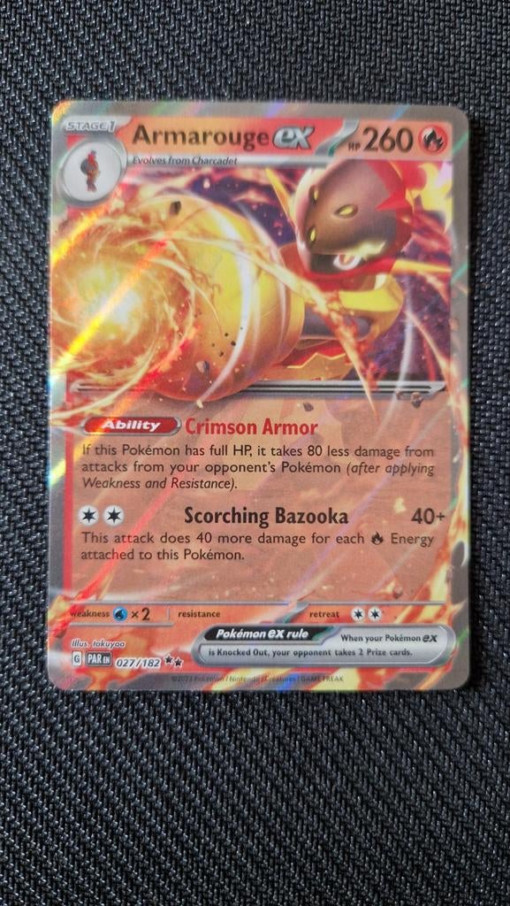 Armarouge ex 027/182 Scarlet&Violet Paradox Rift Pokemon, Ophalen of Verzenden, Zo goed als nieuw, Losse kaart