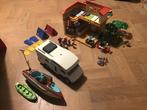 Playmobil vakantie huis + caravan + elektrische boot, Ophalen of Verzenden, Zo goed als nieuw, Complete set