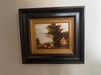 Leuk oud schilderijtje- landschap, Antiek en Kunst, Ophalen of Verzenden
