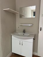 Badkamermeubel met wasbak, kraan, spiegel en plankje, Ophalen, Gebruikt, 50 tot 100 cm, Minder dan 100 cm