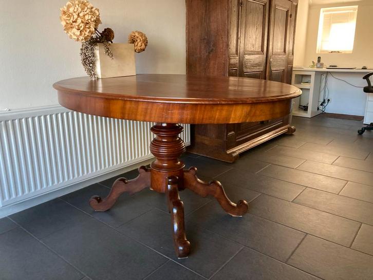 Antieke Biedermeier Eettafel Mahonie, Huis en Inrichting, Tafels | Eettafels, Zo goed als nieuw, 100 tot 150 cm, Vier personen