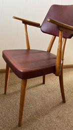 Vintage / retro stoel met houten armleuningen leren zitting, Ophalen