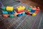Houten Trein met Blokken, Ophalen of Verzenden, Zo goed als nieuw, Duw- of Trekspeelgoed
