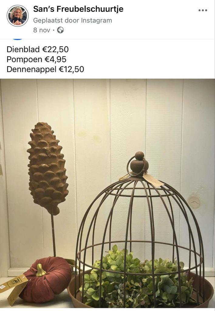 Decoratie Dienblad, Dennenappel & Stoffen Pompoen, Huis en Inrichting, Woonaccessoires | Overige, Zo goed als nieuw, Ophalen