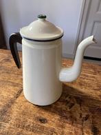 Brocante roomwitte emaille koffiepot bakeliet handvat, Ophalen of Verzenden